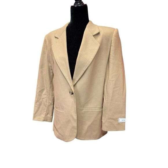 SAG Harbor 100% Wool Camel Blazer Jacket Size 8 Petite NWT Vintage Look - Picture 16 of 16